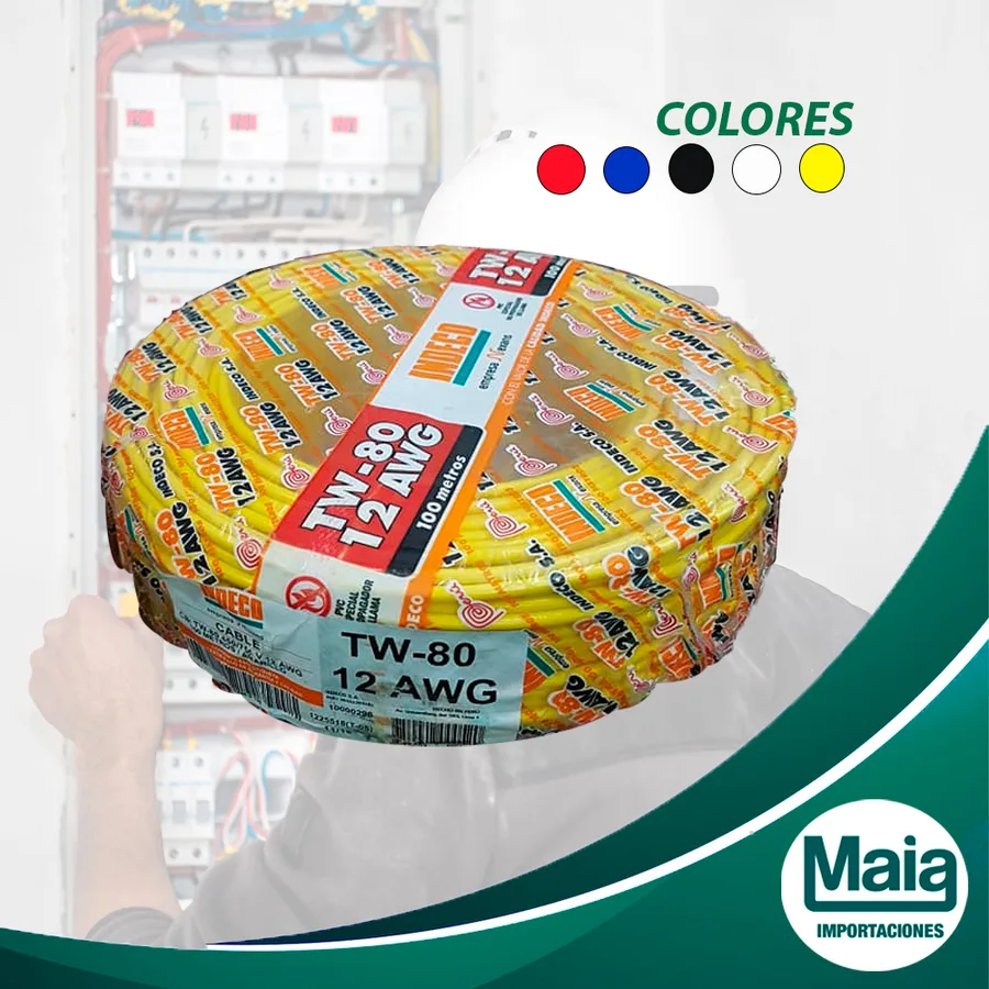 ALAMBRE TW-80 N° 12 AWG AMARILLO / COLORES VARIOS INDECO