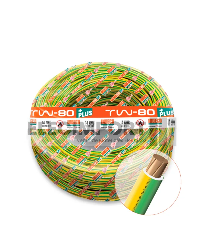 ALAMBRE TW-80 N° 14 AWG AMARILLO / COLORES VARIOS INDECO