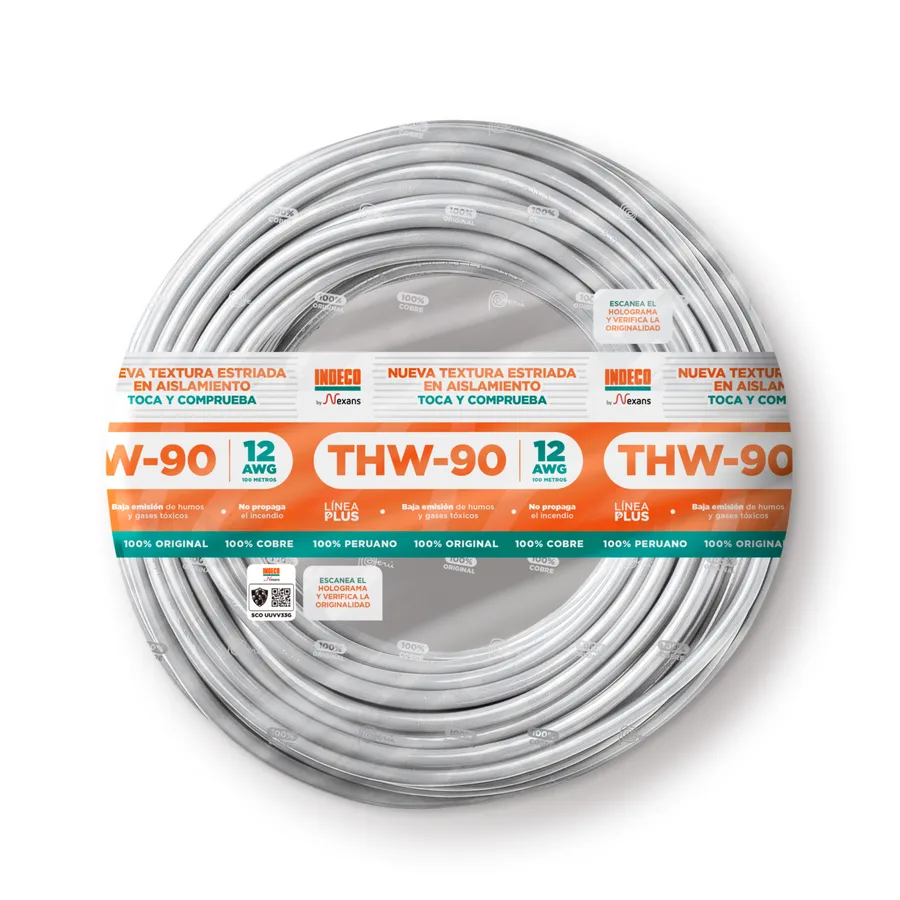CABLE THW-90 N° 12 AWG BLANCO INDECO