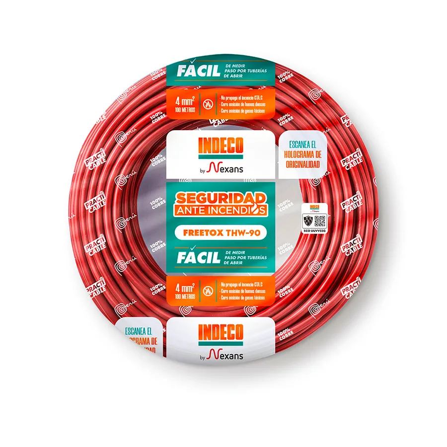 CABLE THW-90 N° 12 AWG ROJO INDECO