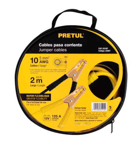 CABLES P/BATERIA 2M CALIBRE 10AWG PRETUL