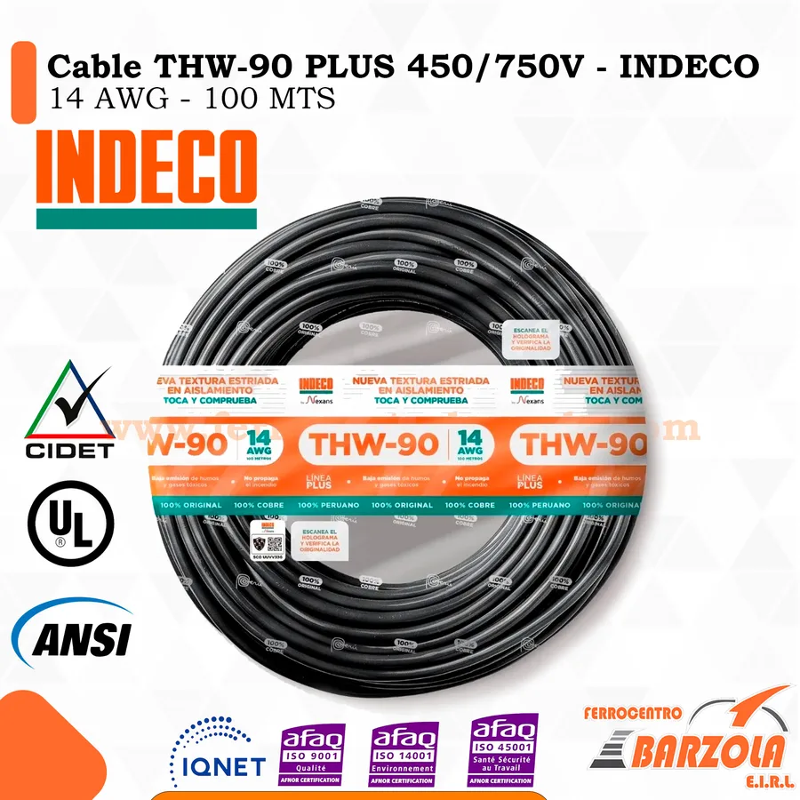 CALBLE THW 90 -14 NEGRO INDECO