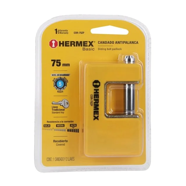 CANDADO ANTIPALANCA 75MM CUERPO METALICO HERMEX BASIC HERMEX