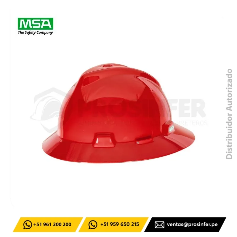 CASCO SOMBRERO ROJO ONE TOUCH C/PORTALAMPARA MSA