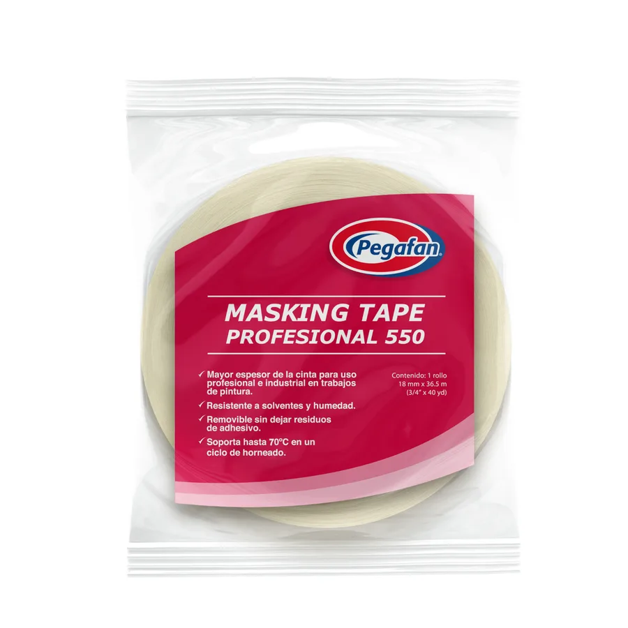 CINTA PEGAFAN MASKING PROFESION 550 - DE 2" X 40 YDS - 24MM X 36M PEGAFAN