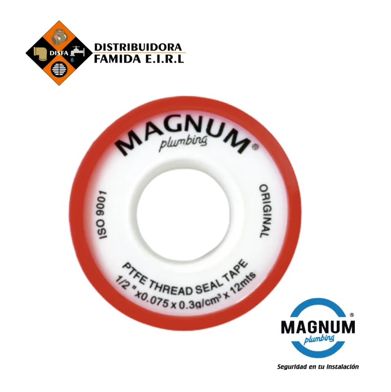 CINTA TEFLON MAGNUM 1/2 0.075" 12 MT ROJO MAGNUM"
