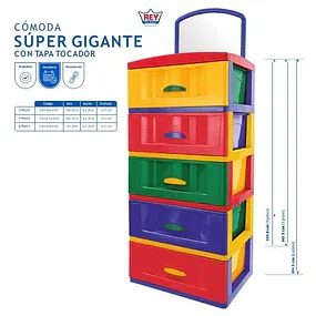 COMODA SUPER GIGANTE 6 PISOS C/ TAPA REFORZADA REYES