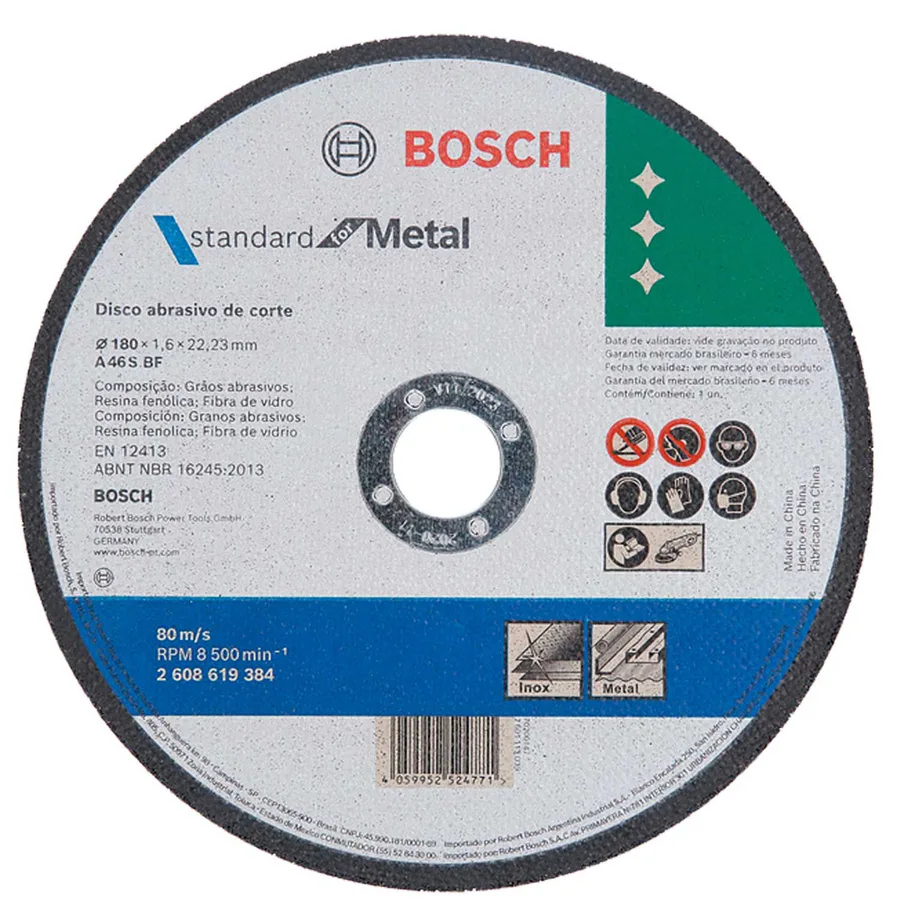 DISCO CORTE DE METAL FINO 71/4 - 180MM X 1.6 MM X 22.23 MM 3M"
