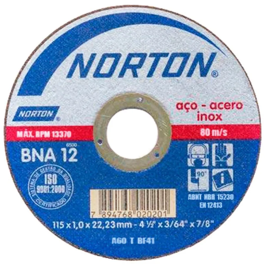 DISCO CORTE FE-INOX 4-1/2 X 3/64" BNA12 NORTON"
