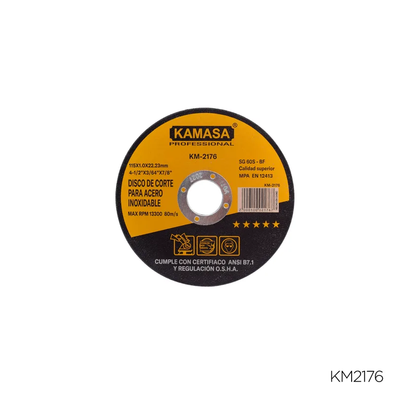 DISCO DE CORTE INOX 4.5 (115 X 1.0 X 22.2MM) KAMASA"