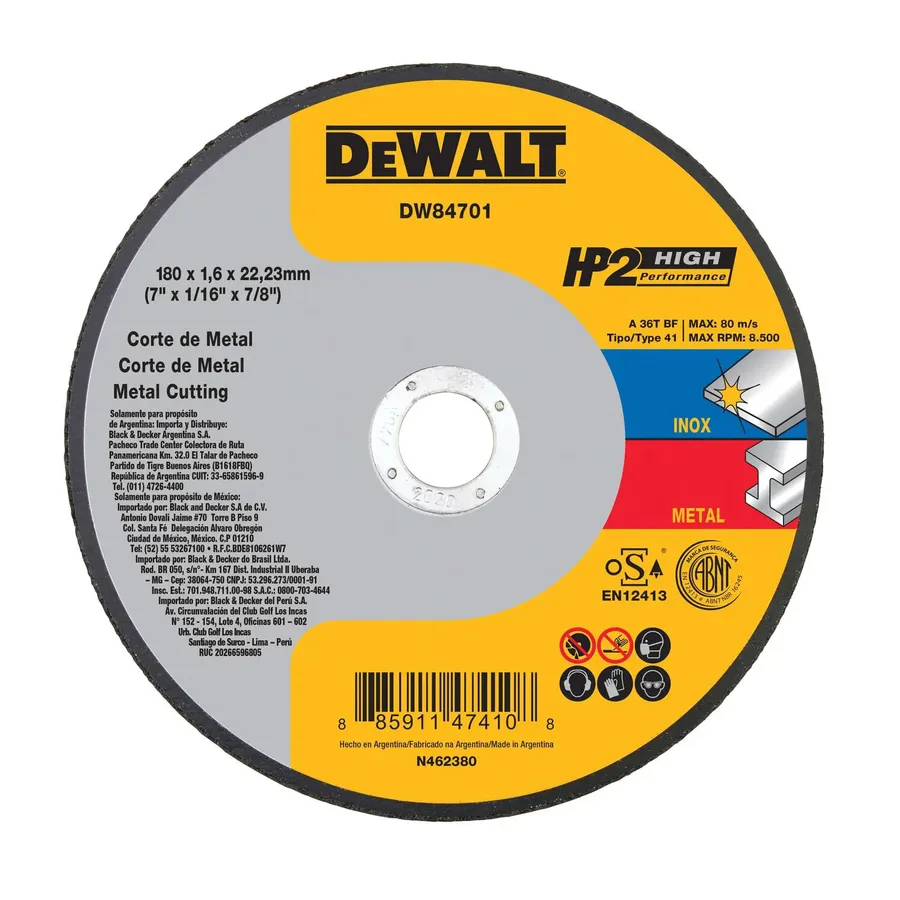 DISCO DE CORTE METAL 7 1/16 7/8 DEWALT
