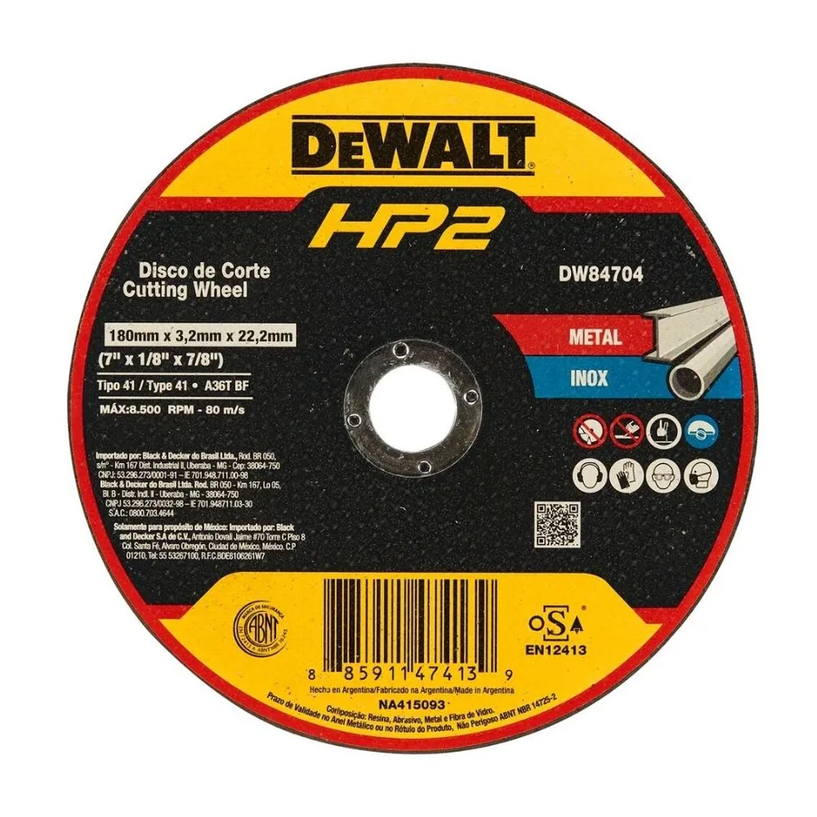 DISCO DE CORTE METAL 7 X 1/8 X 7/8" DEWALT"