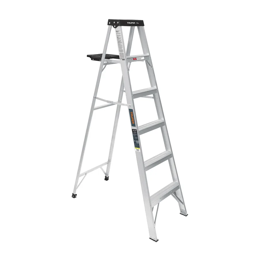 ESCALERA TIPO TIJERA C/BANDEJA C/NEGRO 5P TRUPER