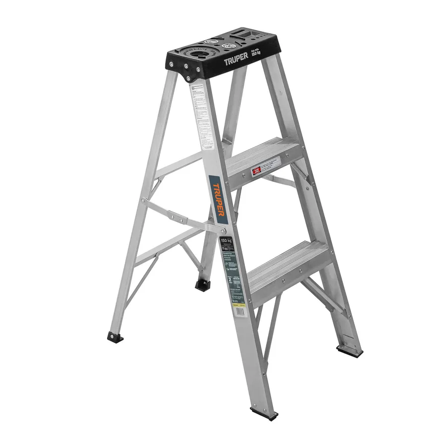 ESCALERA TIPO TIJERA S/BANDEJA C/NEGRO 2P TRUPER