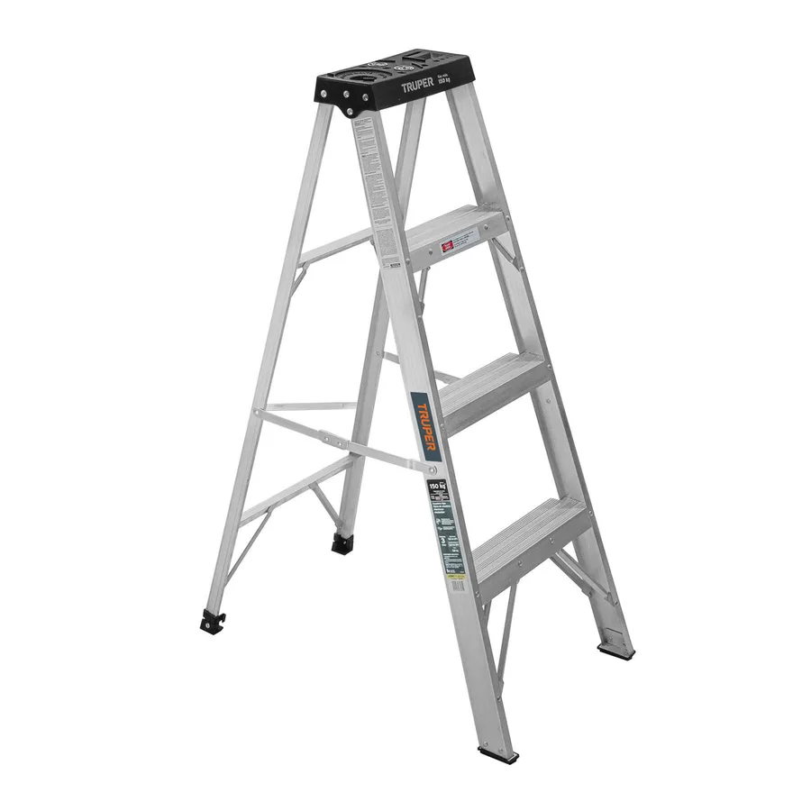 ESCALERA TIPO TIJERA S/BANDEJA C/NEGRO 3P TRUPER