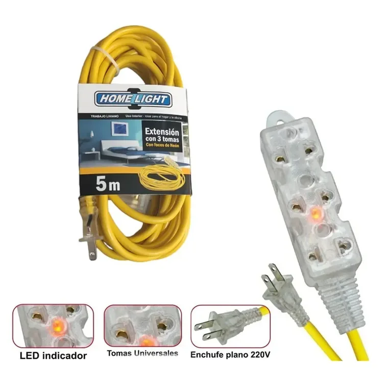 EXTENSION AMARILLA 3 TOMAS 5 MTR HOME LIGHT