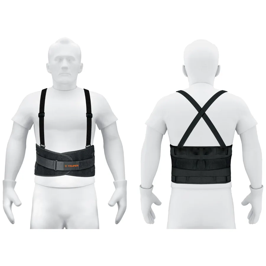 FAJA LUMBAR CON TIRANTES Y TERCER CINTURON AJUSTABLE TRUPER