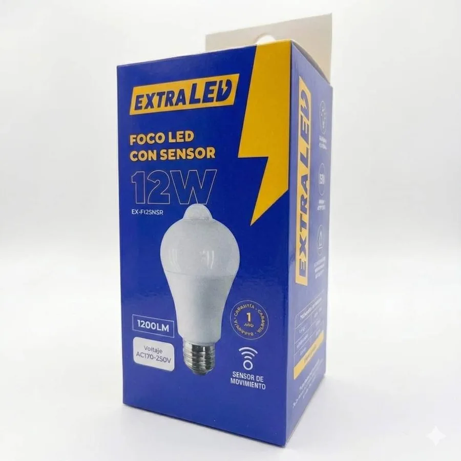FOCO LED CON SENSOR DE MOVIMIENTO 12W LED