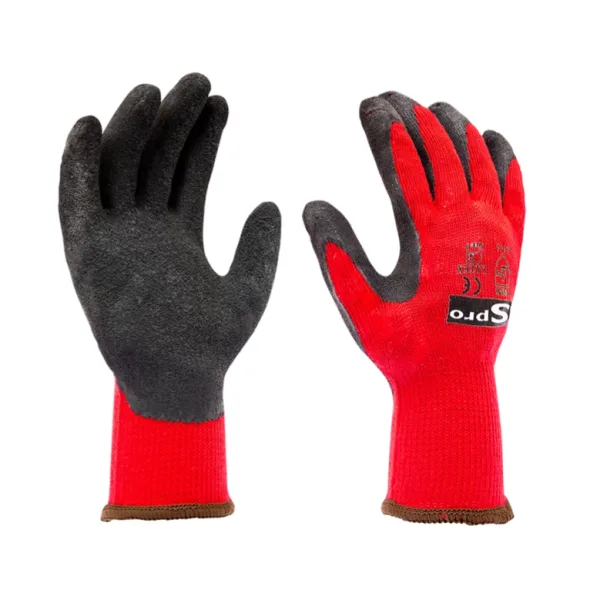 GUANTE SPROFLEX TEJIDO ROJO RECUBIERTO PALMA LATEX NEGRO SPRO