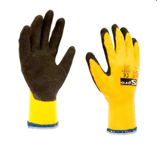 GUANTE SSPROFLEX TEJIDO AMARILLO RECUBIERTO PALMA NEGRO LATEX SPROFLEX