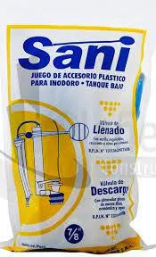 JUEGO D/ACCESORIO PVC P/INODORO TANQUE BAJO SANI