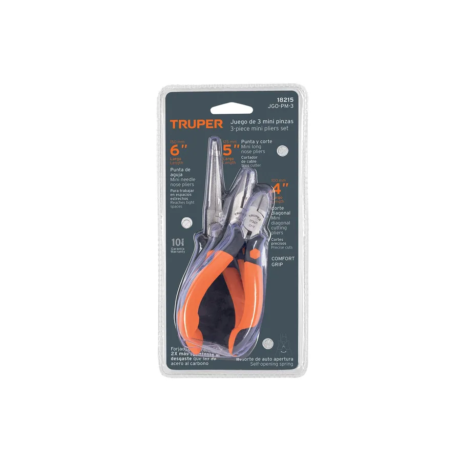 JUEGO DE 3 MINI ALICATES MANGO CONFORT GRIP TRUPER