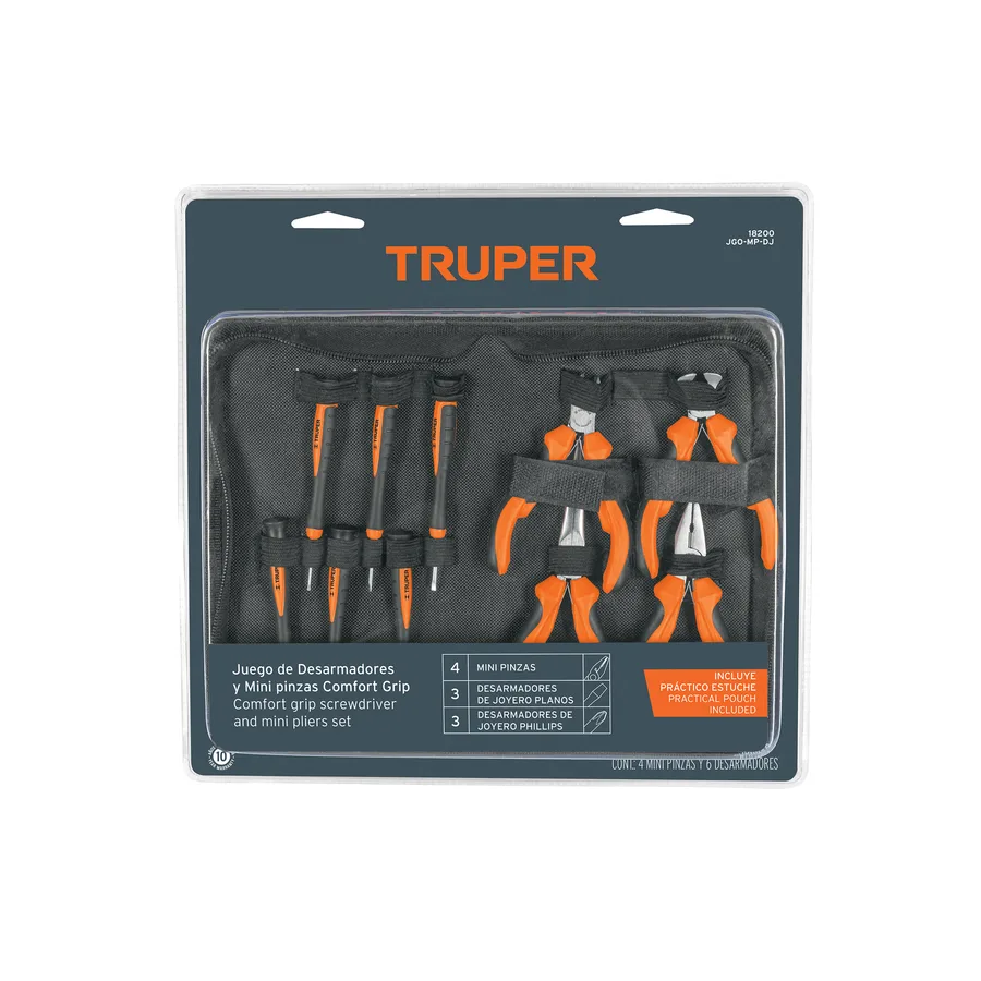 JUEGO DE 4 MINIPINZAS Y 6 DESARMADOR TRUPER