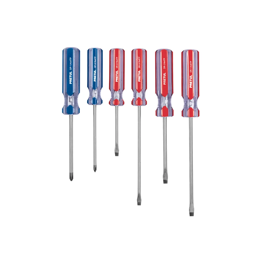 JUEGO DE 6 DESARMADORES MANGO PVC PRETUL