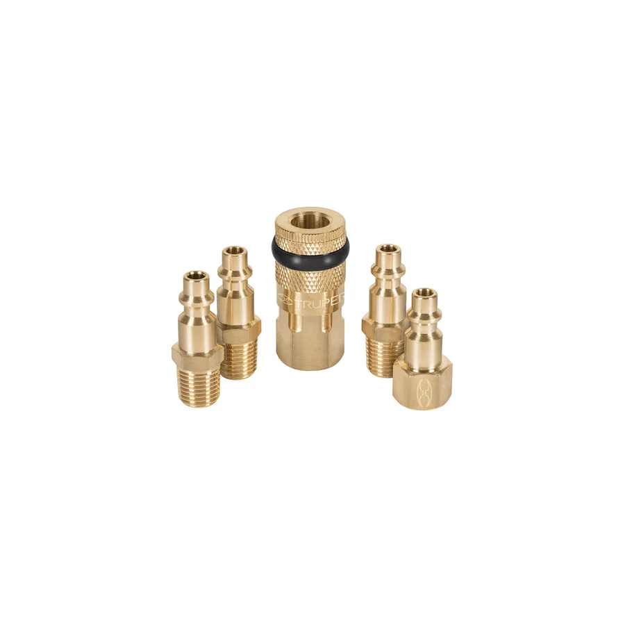 JUEGO DE CONECTORES DE LATON Y ACOPLES 1/4 X 5PCS TRUPER"