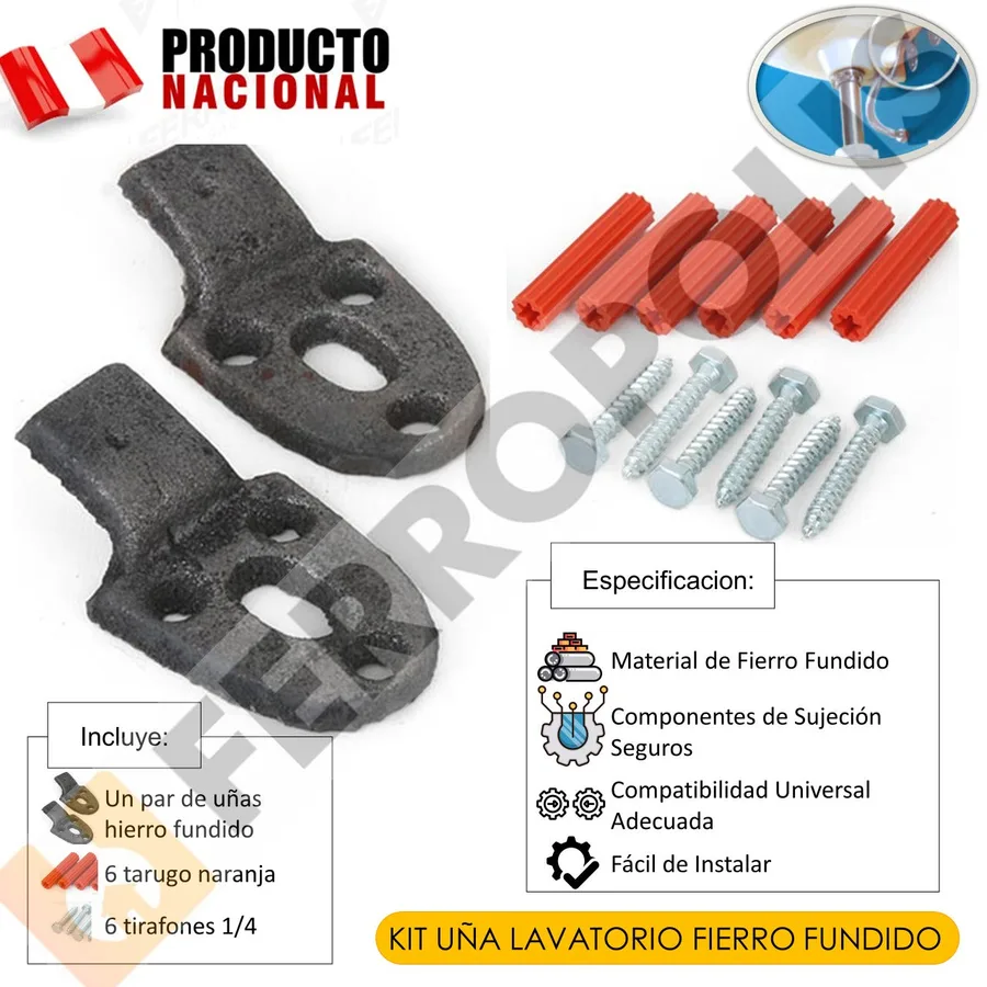 KIT D/UÑAS D/ FIERRO FUNDIDOP P/LAVATORIO ECOGRIF