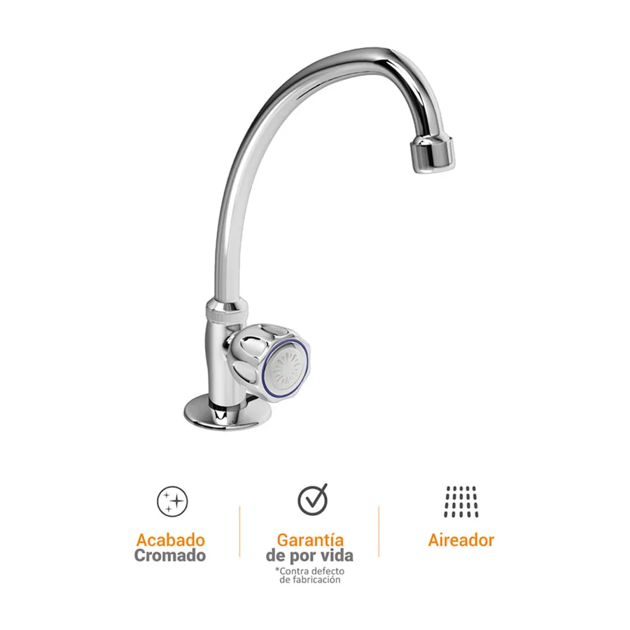 LLAVE DE BAR CON PICO GIRATORIO L 3/4 MOD ARUBA CROMADO ITALGRIF"