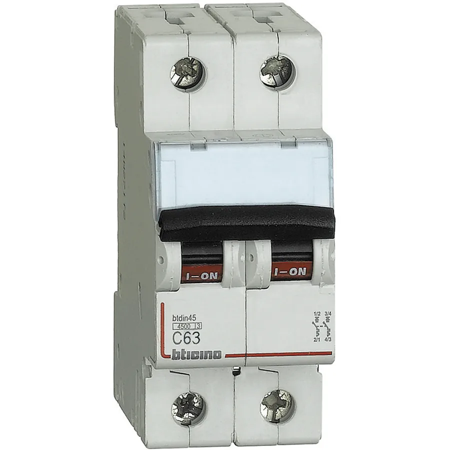 LLAVE TERMICA RIEL 2 X 63 AMP TICINO