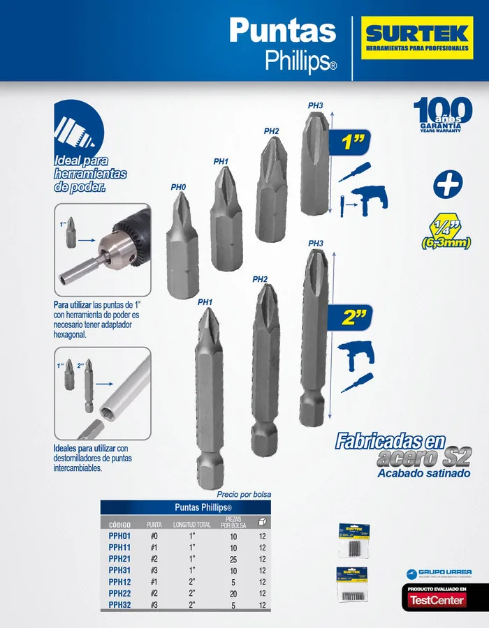PUNTAS PHILLIPHS 1 1/4 25 PZAS TRUPER
