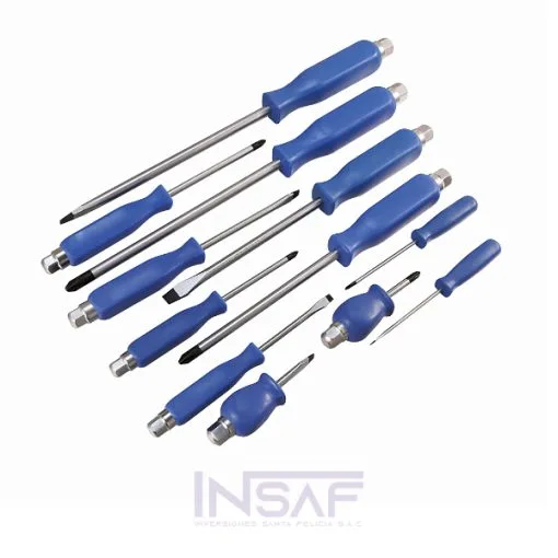 SET DESTORNILLADOR GOLPE M/AZUL 12 PCS KAMASA