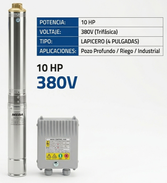 SUMERGIBLE TRIFACICA 380V T/LAPICERO 10 HP MEBA
