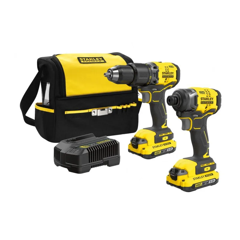 TALADRO ATORNILLADOR PERCUTOR SIN CARBONES 20V STANLEY