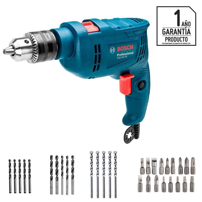 TALADRO DE IMPACTO GSB 550 RE 55OW 220V+34 ACC BOSCH