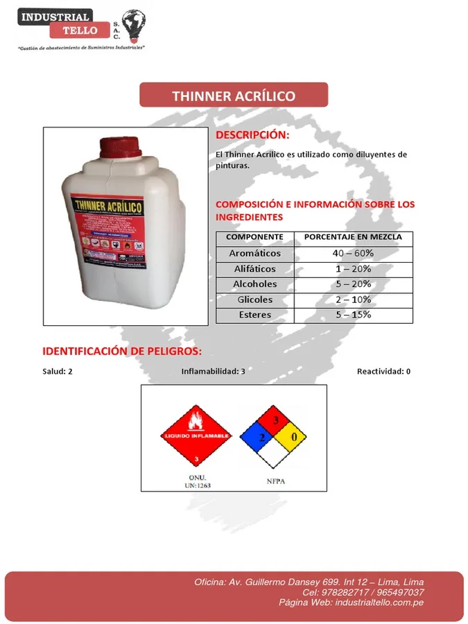 THINER ACRILICO 2.5 LT PACIFICO