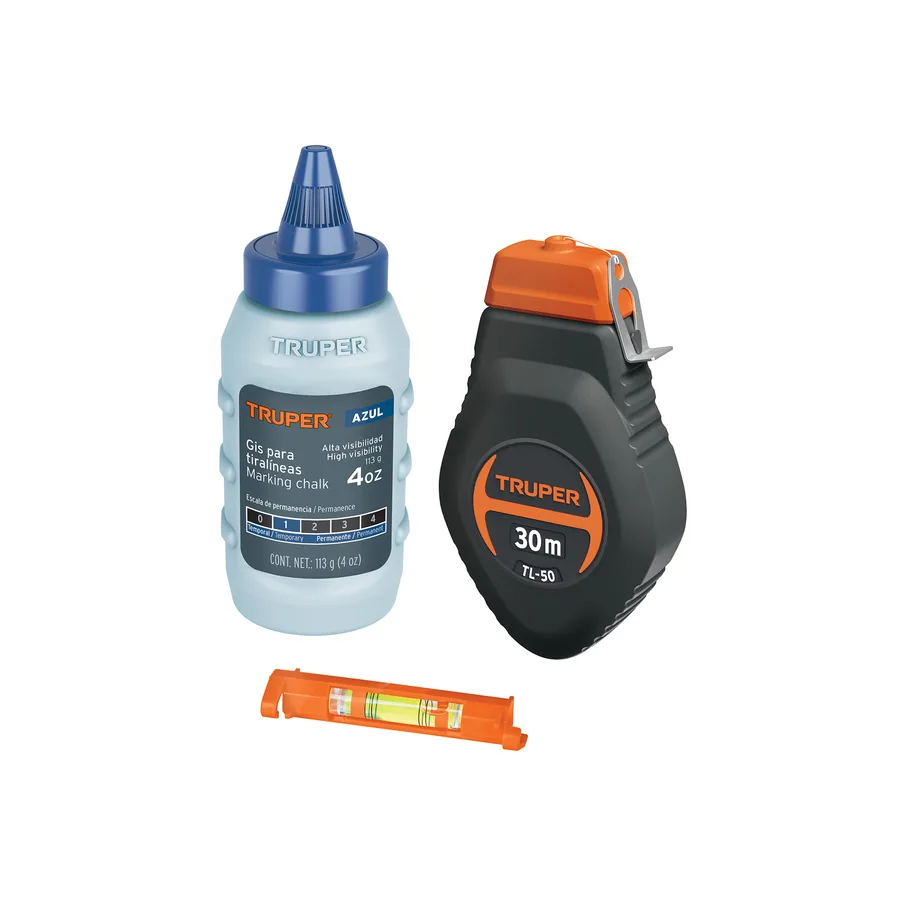TIRALINEAS PLASTICO 30M C/NIVEL TRUPER