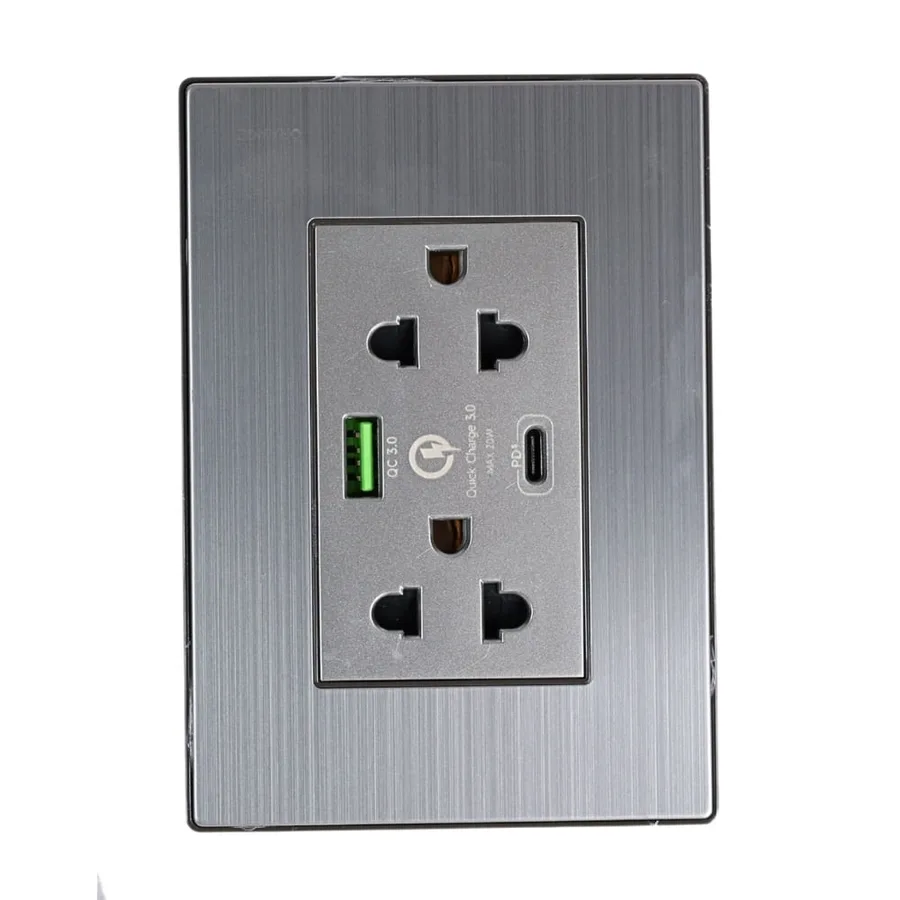 TOMACORRIENTE EMPOTR DOBLE ACERO INOX UYUSTOOLS