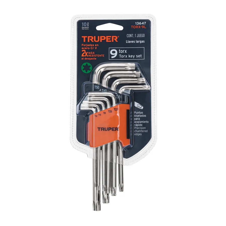 TORX-9L JGO DE 9 LLAVES ALLEN LARGAS PUN TRUPER