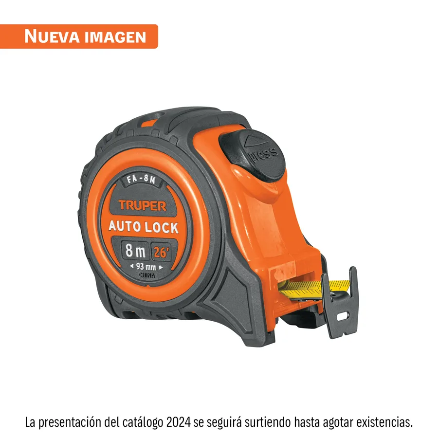 WINCHA AUTO LOCK CONTRA IMPACTOS 8 MT CINTA 25MM TRUPER